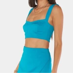 Show Me Your MuMu Sally Crop Top In Teal. Womens Large
